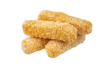 Frozen breaded fish sticks isolated