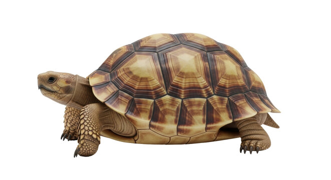 Isolated Reptile with Textured Shell, Close-Up Studio Shot of Animal, Slow-Moving Wildlife