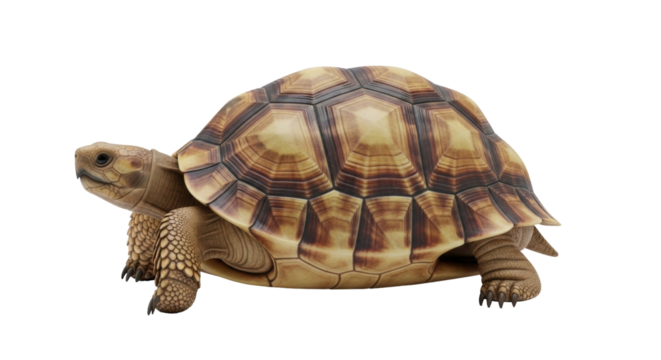 Isolated Reptile with Textured Shell, Close-Up Studio Shot of Animal, Slow-Moving Wildlife