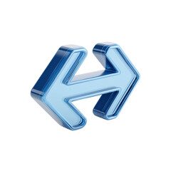3d glass blue icon of  arrows indicating opposite directions