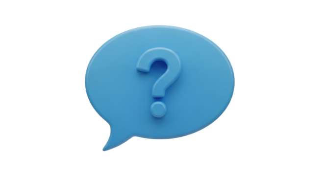 Isolated light blue speech bubble with a question mark in center for communication