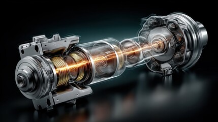 Electric Motor Internal Structure Showing Energy Flow, Innovative Tech