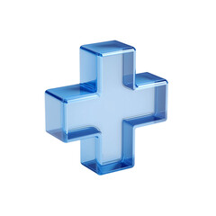 Obraz premium 3d glass blue icon of cross symbol of medicine