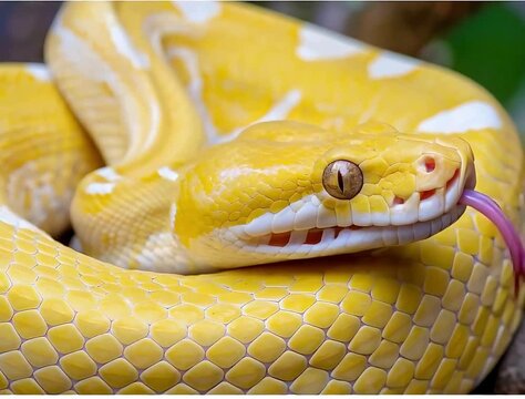 an albino python's head and eye against showcasing the reptile's skin texture and dangerous wildlife essence