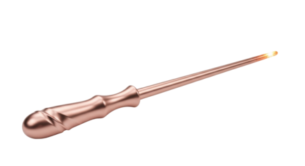 Isolated magical wand, bronze tool of wizardry, witch, cosplay accessory for creative arts