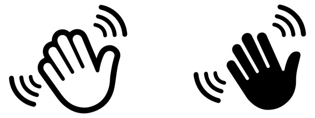 waving hand gesture icon set vector