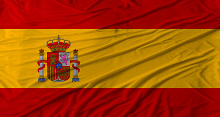 Fototapeta premium Spanish flag waving. Flag of Spain with cloth texture