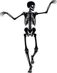 Black Silhouette of a Skeleton in a Ballet Pose with Arms Extended dance