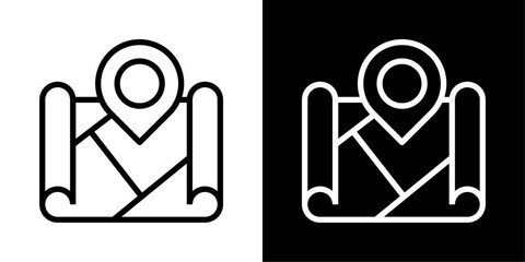 Map Icon Of Flat Black And White Style Vector  