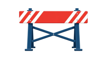 Isolated Road Work Barricade with Stripes and Bolts to Halt Traffic Flow at Hazard