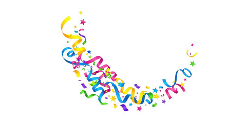 Isolated colorful confetti and streamer design, bright party decoration for celebration event