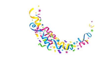 Isolated colorful confetti and streamer design, bright party decoration for celebration event