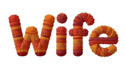 Knitted Embroidery Text ‘WIFE’ – Transparent Background