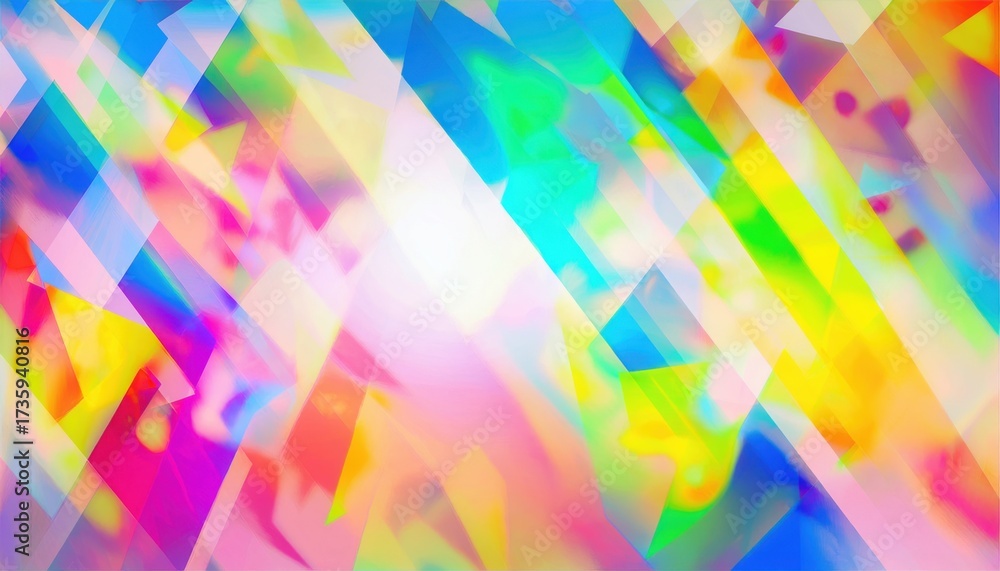 Wall mural vibrant abstract prism light blend with soft geometric shards and radiant pastel spectrum creating l