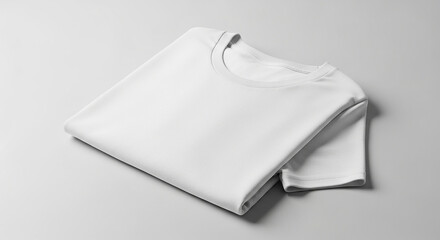 Folded white tshirt isolated on white background, clean and simple product shot