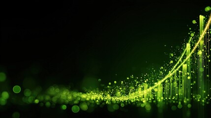 Abstract Glowing Green Chart On Dark Background