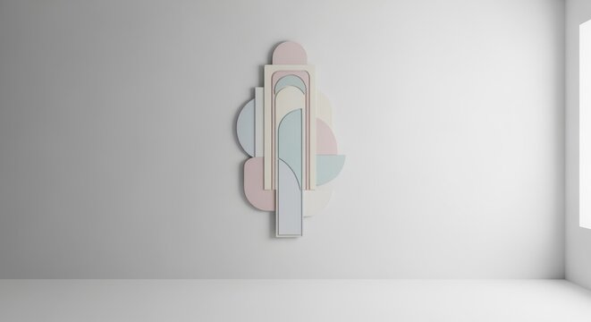 Abstracte Geometrische Muurdecoratie in Pasteltinten