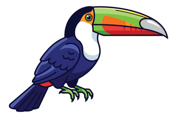 Vector art of a colorful toucan with a vibrant beak, , stands out with its striking plumage and playful design, perfect for adding a touch of tropical charm to any project