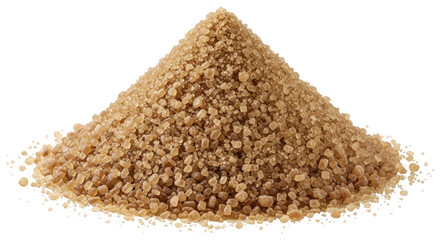 Isolated pile of cane sugar granules, a simple sweetener, brown sugar with natural flavor