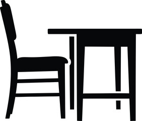 Fototapeta premium A silhouette of a chair and table, , creating a simple and elegant representation of furniture in a minimalist style
