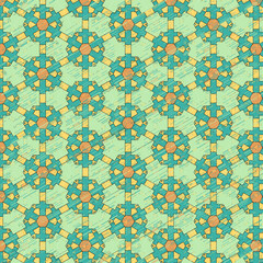 A seamless background pattern in bold comic retro style with vibrant colors.