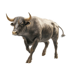 Running Bull Isolated on Transparent Background