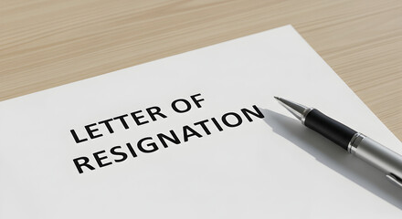 Official Resignation Letter with Pen on Desk, Symbolizing Career Change and New Beginnings
