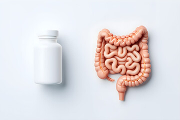 Human Intestines and Medicine Bottle