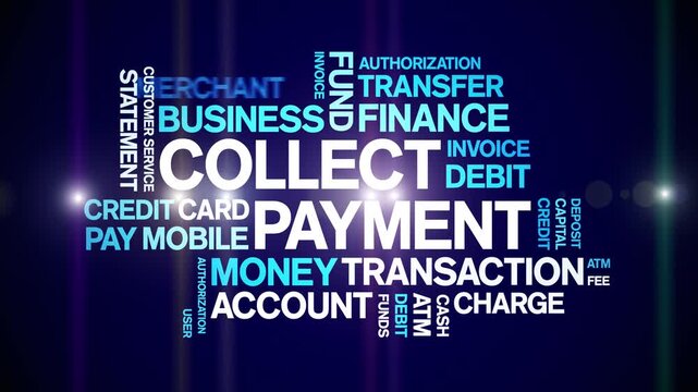 Collect Payment animated word cloud-text design animation tag kinetic typography seamless loop.