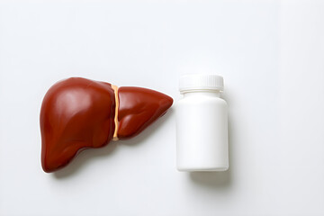 Human Liver with Medicine Bottle
