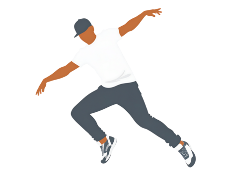Silhouette of man dancing hip hop, street dance and urban performance isolated on transparent background. - Powered by Adobe