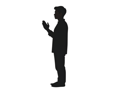 Silhouette of person praying, faith and spirituality concept isolated on transparent background. - Powered by Adobe