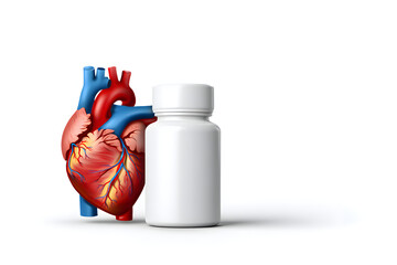 Human Heart and Medicine Bottle Minimal Concept