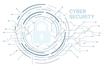 Obraz premium Cyber security is symbolized by a digital padlock icon, a network of cyber security technologies, and data protection tools on a virtual dashboard, ensuring authorized online access to protect