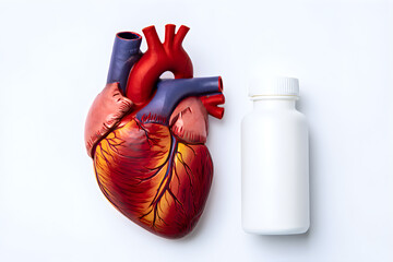Human Heart and Medicine Bottle Minimal Concept