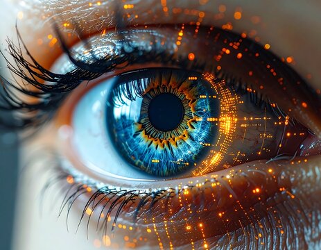 Close-up eye with digital overlay