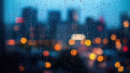 Rainy night city view