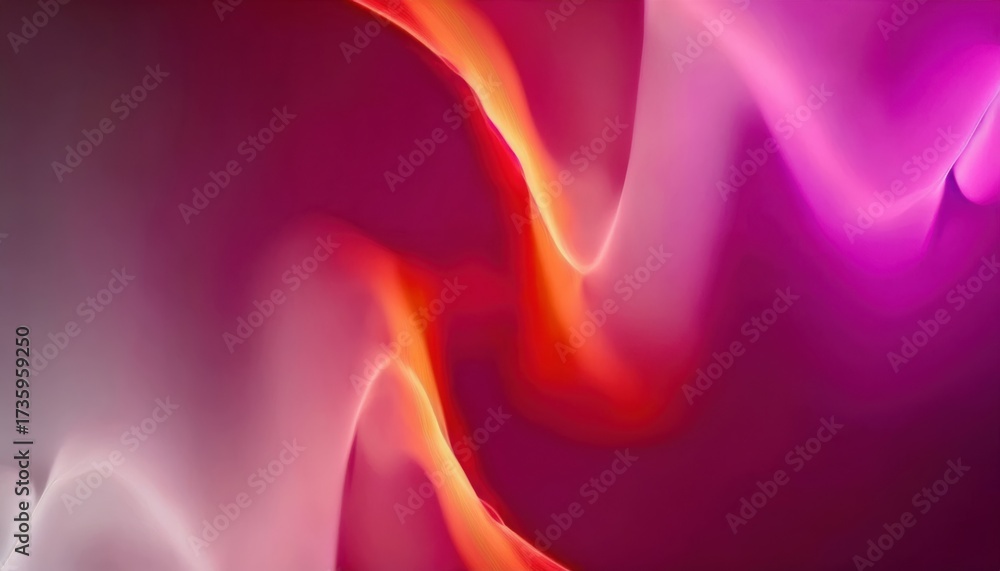 Wall mural vibrant abstract gradient waves in pink red and orange flowing curves with soft light transitions an