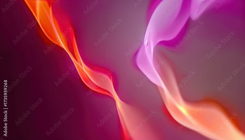 Wall mural vibrant abstract gradient waves in pink red and orange flowing curves with soft light transitions an