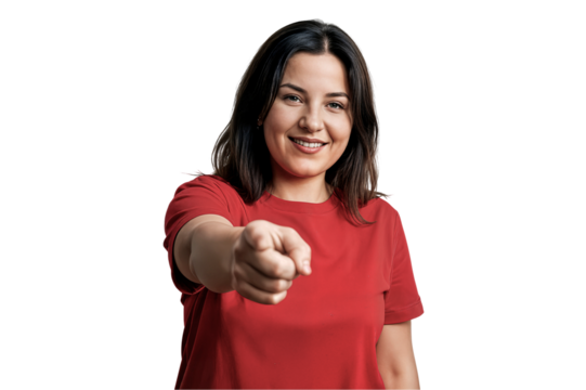 smiling woman point finger at you positive mood mujer sonriente señalándote con el dedo estado de ánimo positivo une femme souriante vous montre du doigt dans une ambiance positive