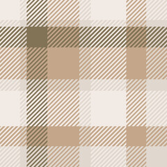 Beige seamless plaid tartan pattern, colorful natural fabric swatch, textile, geometric background