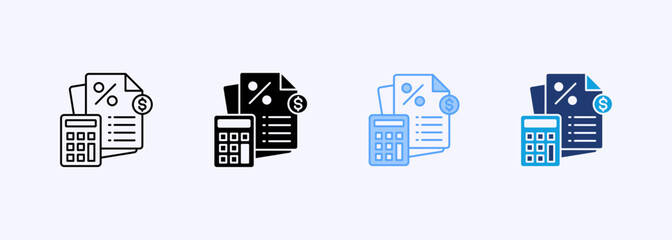 Fototapeta premium Tax Icon Set Multiple Style Collection