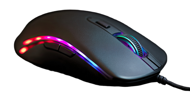 Dark gray gaming mouse with RGB lighting