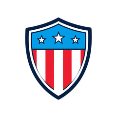 Vintage american shield emblem vector illustration patriotic stars stripes scalable eps icon