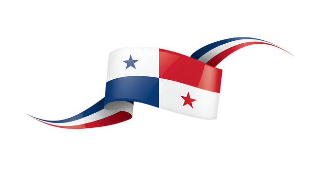 Dynamic panama flag ribbon element for national independence day celebrations banner and design illustration