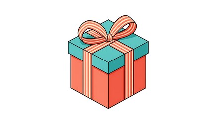 Obraz premium Isometric Gift Box with Ribbon and Bow.