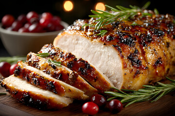 Sliced roasted tukey breast for Thanksgiving or Christmas