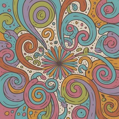 Fototapeta premium Psychedelic floral swirl pattern in pastel and earthy tones flower