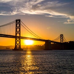 Golden Sunset over a Bridge