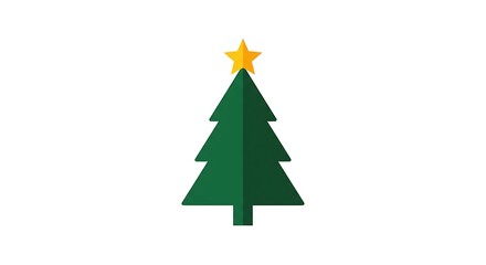 Fototapeta premium Simple Green Christmas Tree with Yellow Star.